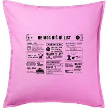 Polštář Nemocniční list - Polštář 50x50 - 50x50 - Pouze potah ( Růžová )
