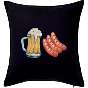 Polštář Pivo a klobása - Polštář 50x50 - 50x50 - Pouze potah ( Černá )