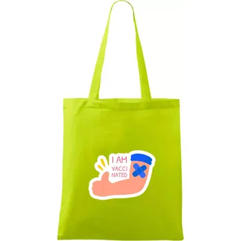 Nákupní taška I am vaccinated - Taška bavlněná - 42 x 38 cm ( Limetková )
