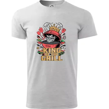 Pánské tričko King of the grill - Triko extra velké (5-8XL) - 6XL ( Světlešedý Melír )