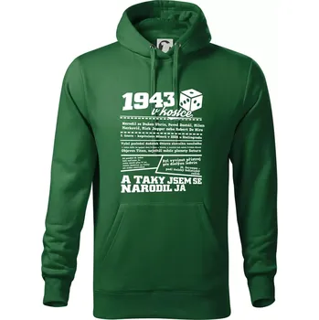 Pánská mikina 1943 v kostce - Mikina pánská Cape s kapucí - 4XL ( Lahvově zelená )