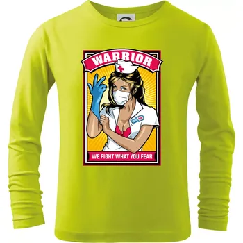 Dětská móda Corona Nurse warrior - Triko dětské Long Sleeve - 104-110cm / 3-4 roky ( Limetková )