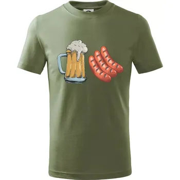 Pivo a klobása - Tričko dětské bavlněné - 158 cm/12 let ( Khaki )