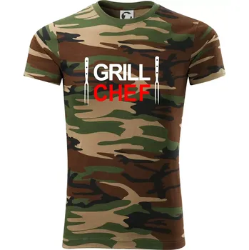Pánské tričko Grilování - Grill Chef - Army CAMOUFLAGE - XL ( Hnědý maskáč )