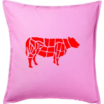 Polštář Grilování - Grill Chef - Kráva - Polštář 50x50 - 50x50 - Pouze potah ( Růžová )