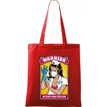 Nákupní taška Corona Nurse warrior - Taška bavlněná - 42 x 38 cm ( Červená )