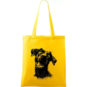 Černobílá karikatura Labrador tmavý - Taška bavlněná - 42 x 38 cm ( Žlutá )