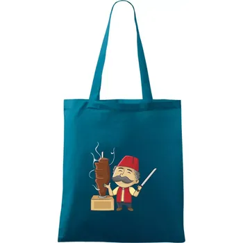 Nákupní taška Kebab kuchař - Taška bavlněná - 42 x 38 cm ( Petrolejová )