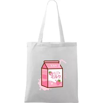 Jahodové mléko - Taška bavlněná - 42 x 38 cm ( Bílá )