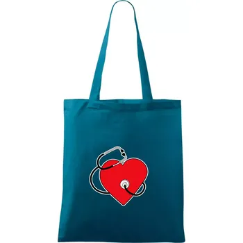 Internista srdce - Taška bavlněná - 42 x 38 cm ( Petrolejová )