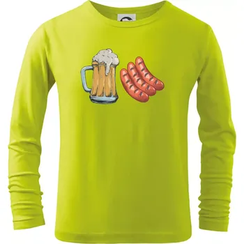 Dětská móda Pivo a klobása - Triko dětské Long Sleeve - 158 cm/12 let ( Limetková )