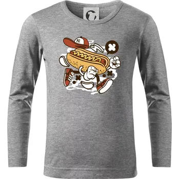 Chlapecké tričko Hotdogátor - Triko dětské Long Sleeve - 122 cm/6 let ( Tmavě šedý melír )