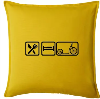 Polštář Eat sleep koloběžka velké a malé kolo - Polštář 50x50 - 50x50 - Pouze potah ( Žlutá )
