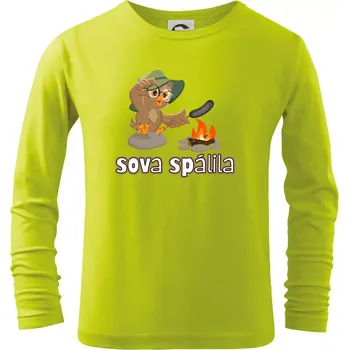Sova spálila - Triko dětské Long Sleeve - 134 cm/8 let ( Limetková )