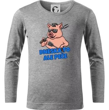 Dneska to ale peče - Triko dětské Long Sleeve - 146 cm/10 let ( Tmavě šedý melír )