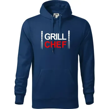 Pánská mikina Grilování - Grill Chef - Mikina pánská Cape s kapucí - 4XL ( Půlnoční modrá )