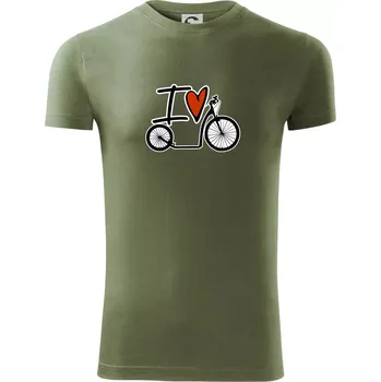 Pánské tričko I love koloběžka velké a malé kolo - Viper FIT - Pánské zůžené tričko - S ( Khaki )