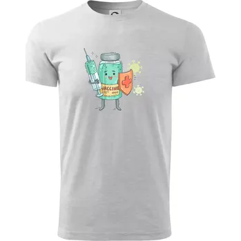Pánské tričko Cartoon vaccine - Triko extra velké (5-8XL) - 8XL ( Světlešedý Melír )