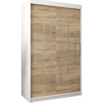 Šatní skříň Šatní skříň s posuvnými dveřmi YORK - 120x200cm -Bílá-Dub Sonoma-