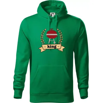 Pánská mikina Kulatý gril King - Mikina pánská Cape s kapucí - M ( Středně zelená )