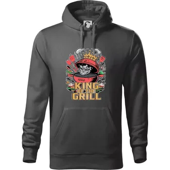 Pánská mikina King of the grill - Mikina pánská Cape s kapucí - 5XL ( Ocelově šedá )