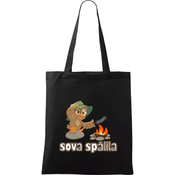 Nákupní taška Sova spálila - Taška bavlněná - 42 x 38 cm ( Černá )