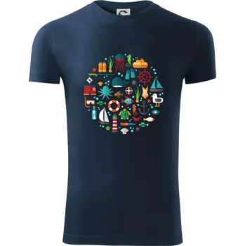 Pánské tričko Potápění dovolená - Viper FIT - Pánské zůžené tričko - S ( Námořní modrá (velmi tmavá - téměř černá) )