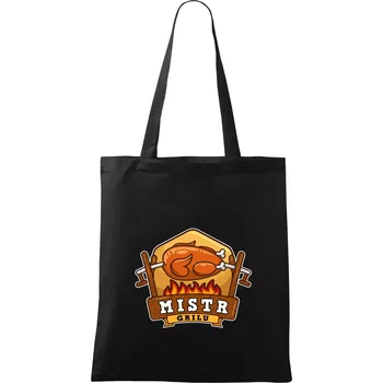 Mistr grilu kuře - Taška bavlněná - 42 x 38 cm ( Černá )