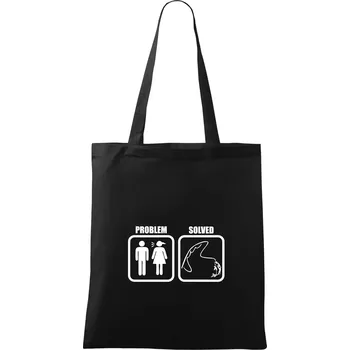 Nákupní taška Problém rybaření - Taška bavlněná - 42 x 38 cm ( Černá )