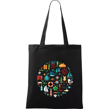 Nákupní taška Potápění dovolená - Taška bavlněná - 42 x 38 cm ( Černá )