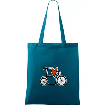 Nákupní taška I love koloběžka velké a malé kolo - Taška bavlněná - 42 x 38 cm ( Petrolejová )
