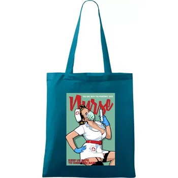 Nurse - keep us safe - Taška bavlněná - 42 x 38 cm ( Petrolejová )