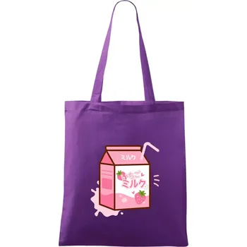 Nákupní taška Jahodové mléko - Taška bavlněná - 42 x 38 cm ( Fialová )