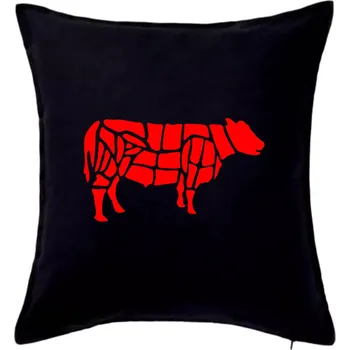 Polštář Grilování - Grill Chef - Kráva - Polštář 50x50 - 50x50 - Pouze potah ( Černá )