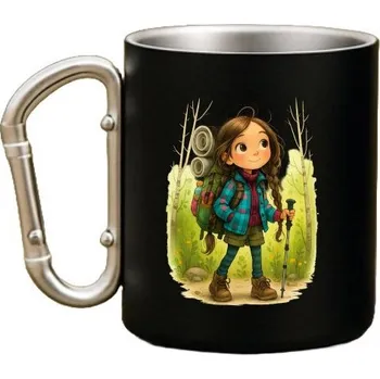 Coolkousky Plechový hrnek černý s karabinou - každý krok