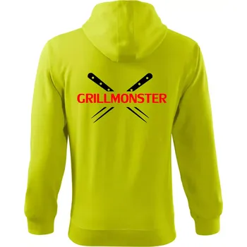Pánská mikina Grilování - Grillmonster - Mikina s kapucí na zip trendy zipper - S ( Limetková )
