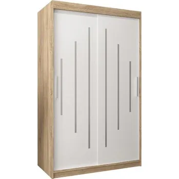 Šatní skříň Šatní skříň s posuvnými dveřmi YORK - 120x200cm -Dub Sonoma-Bílá-