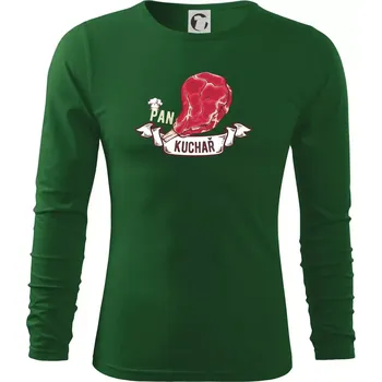 Pánská móda Pan kuchař - Triko s dlouhým rukávem FIT-T long sleeve - M ( Lahvově zelená )