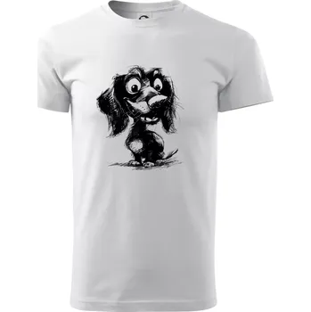 Černobílá karikatura jezevčík - Triko extra velké (5-8XL) - 8XL ( Bílá )