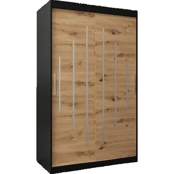 Šatní skříň Šatní skříň s posuvnými dveřmi YORK - 120x200cm -Černá-Dub Artisan-