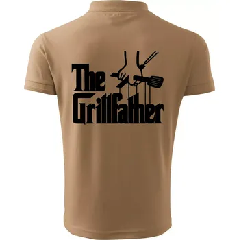 Pánská košile The Grillfather - Polokošile pánská Pique Polo 203 - 4XL ( Písková )