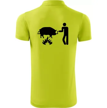 Pánská košile Grilování - Prase - Polokošile Victory sportovní (dresovina) - 2XL ( Limetková )