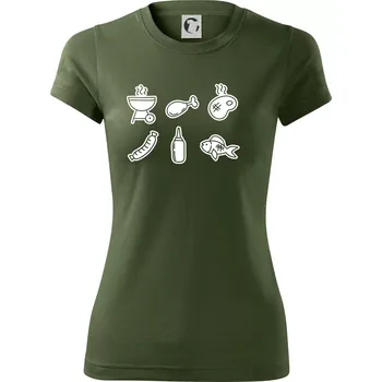 Dámské tričko Grilovací ikony - Dámské Fantasy sportovní (dresovina) - L ( Khaki )