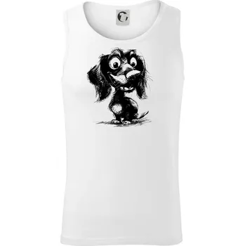 Černobílá karikatura jezevčík - Tílko pánské Core - XL ( Bílá )