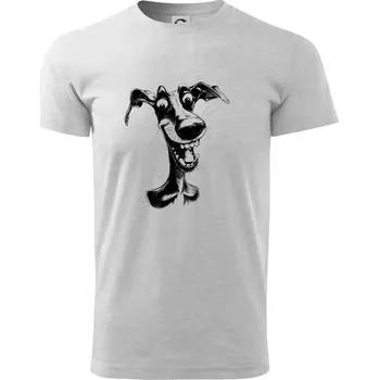 Pánské tričko Černobílá karikatura chrt - Triko extra velké (5-8XL) - 8XL ( Světlešedý Melír )