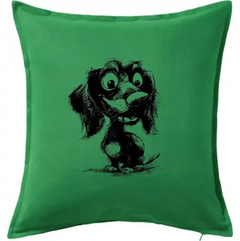 Polštář Černobílá karikatura jezevčík - Polštář 50x50 - 50x50 - Včetně výplně ( Středně zelená )