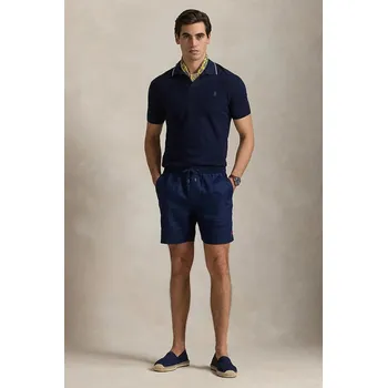 Lněné kraťasy Polo Ralph Lauren pánské, tmavomodrá barva, 710958586 59X, vel. S