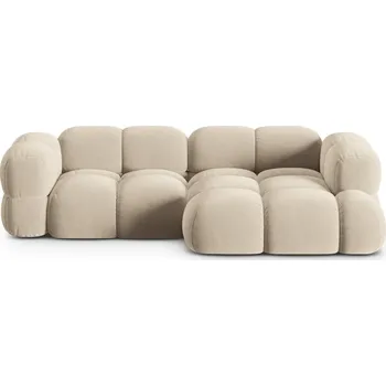 Pohovka Béžová sametová rohová pohovka (pravý roh/s lenoškou) Loretto – Cosmopolitan Design ID_1798720