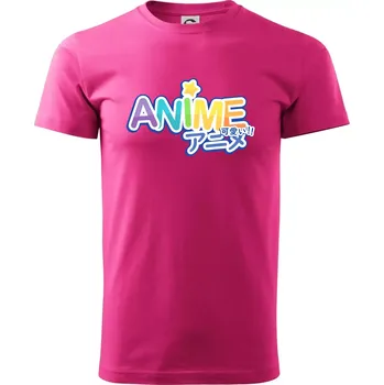 Pánská móda Anime nápis duhový - Klasické pánské triko vyšší gramáže - 2XL ( Purpurová )