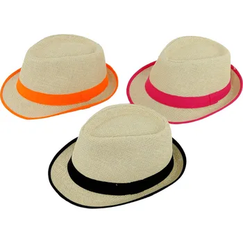 Klobouk Klobouk letní slaměný unisex slamák s barevnou stužkou 3 barvy